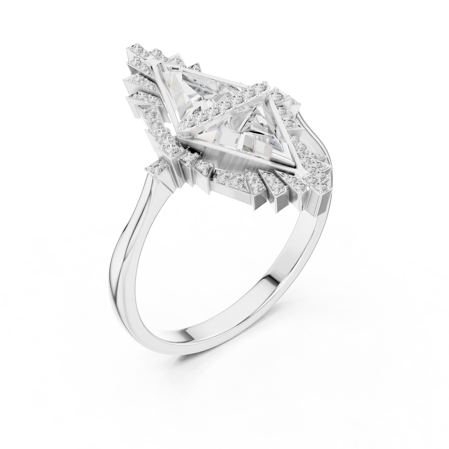 Lozenge Shape Glistening Lab Diamond Ring For Women