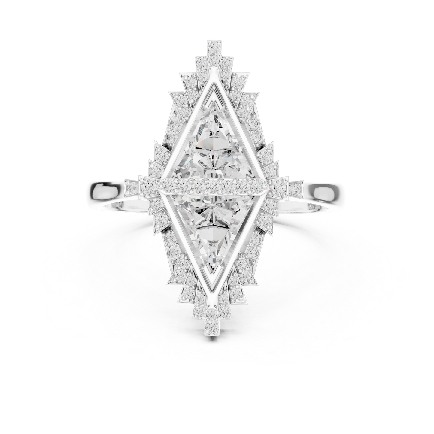 Lozenge Shape Glistening Lab Diamond Ring For Women