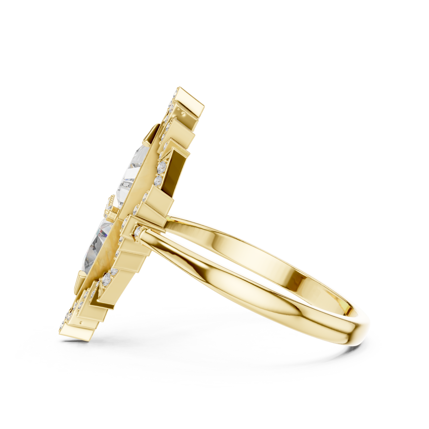 Lozenge Shape Glistening Lab Diamond Ring For Women