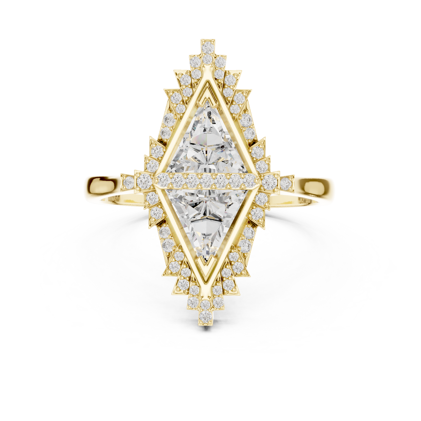 Lozenge Shape Glistening Lab Diamond Ring For Women