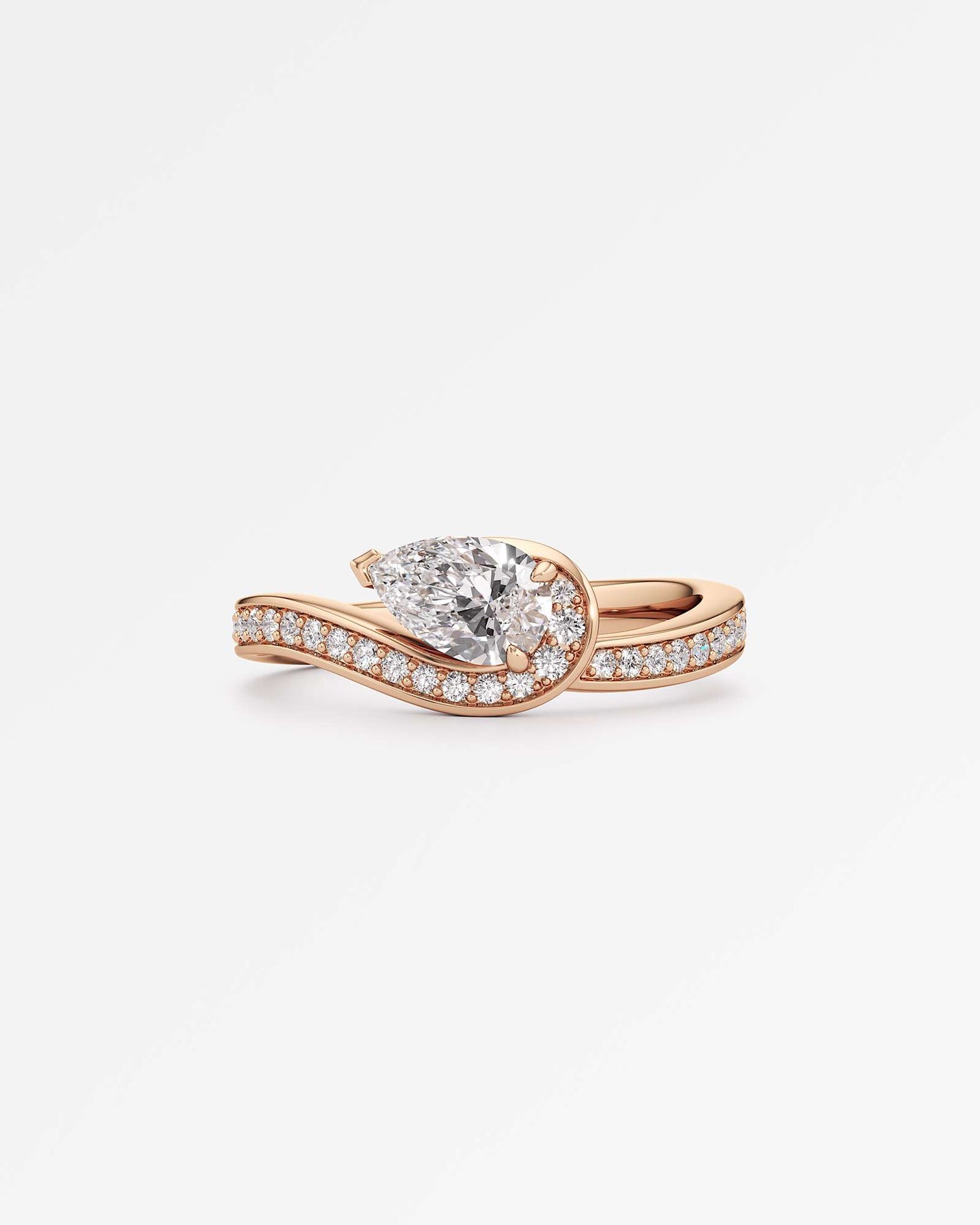 Twist Design Pear Cut Lab Diamond Ring – Certified 0.5 Ct Diamond