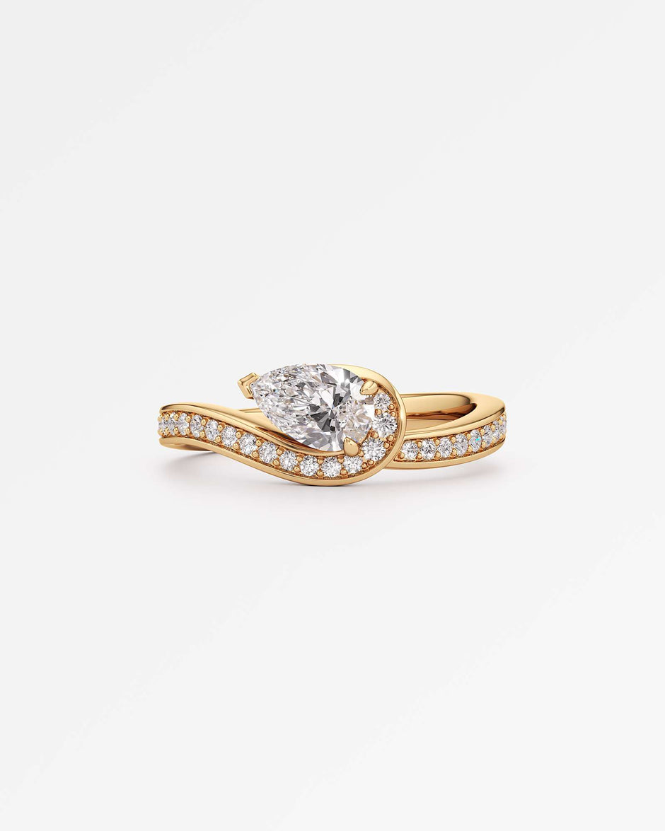 Twist Design Pear Cut Lab Diamond Ring – Certified 0.5 Ct Diamond