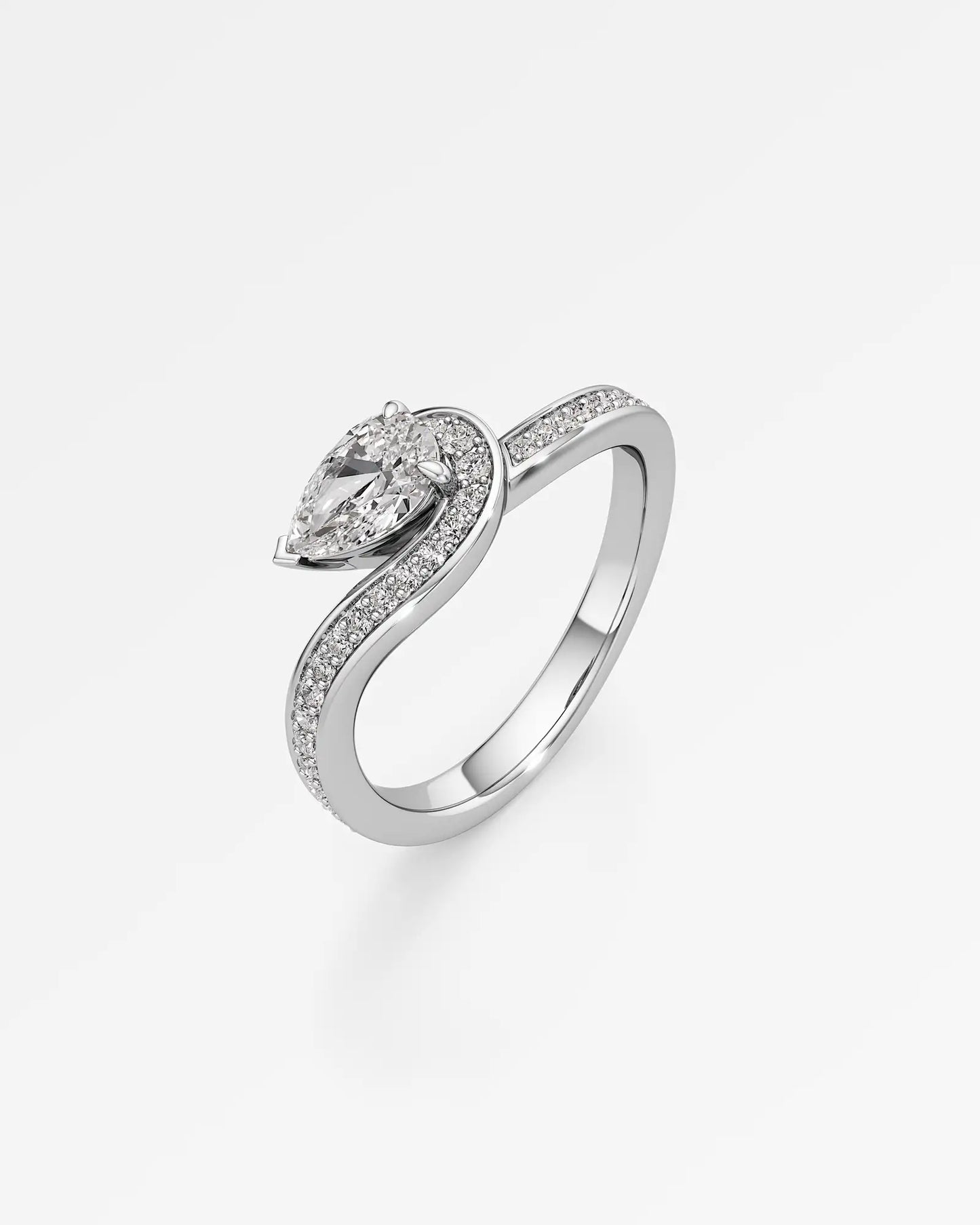 Twist Design Pear Cut Lab Diamond Ring – Certified 0.5 Ct Diamond