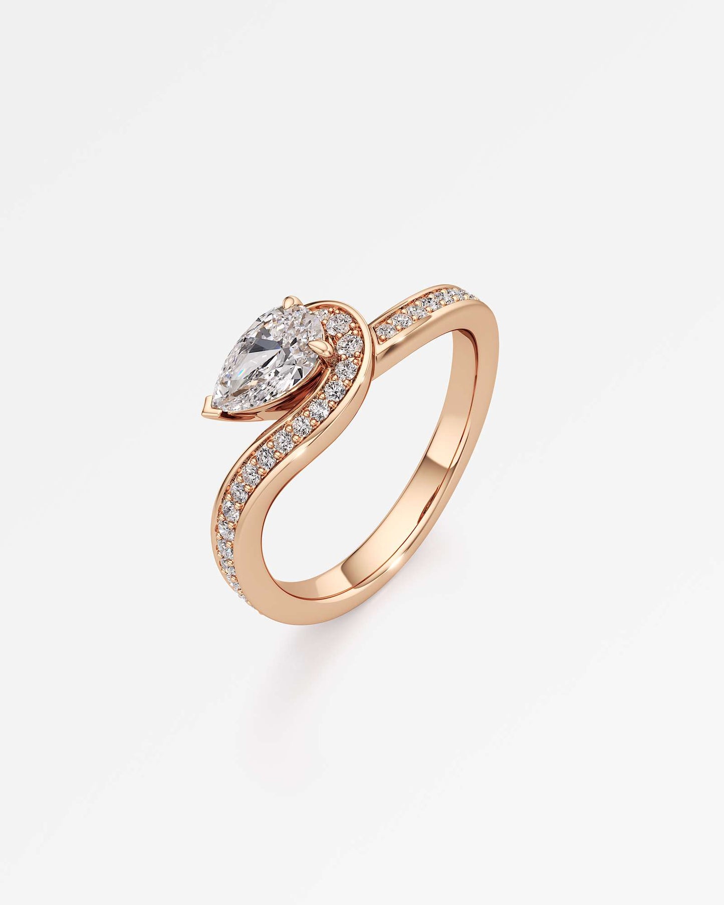 Twist Design Pear Cut Lab Diamond Ring – Certified 0.5 Ct Diamond