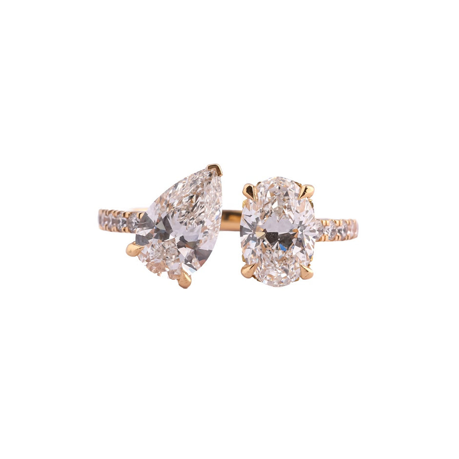 Duet Pear & Oval Toi et Moi Ring — view 1