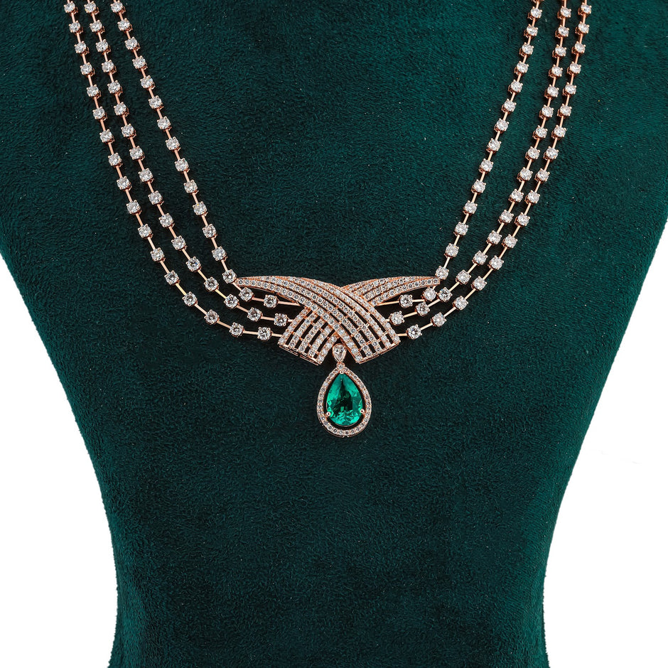 12.44 Carat Lab-Grown Diamond Necklace Set with Colour Stones for Women - view 1