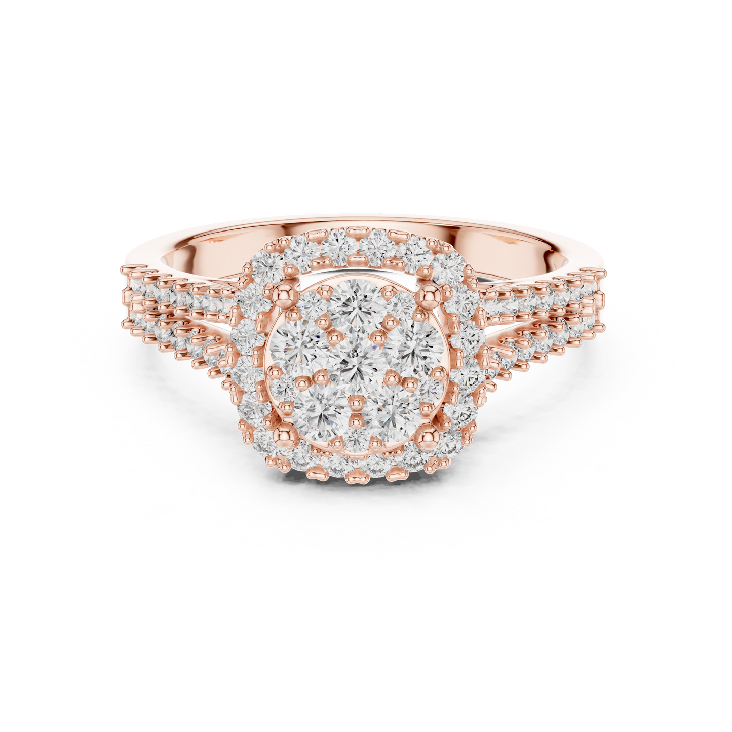 Ethereal Spark Royal Look – Cluster Style Lab Diamond Engagement Ring