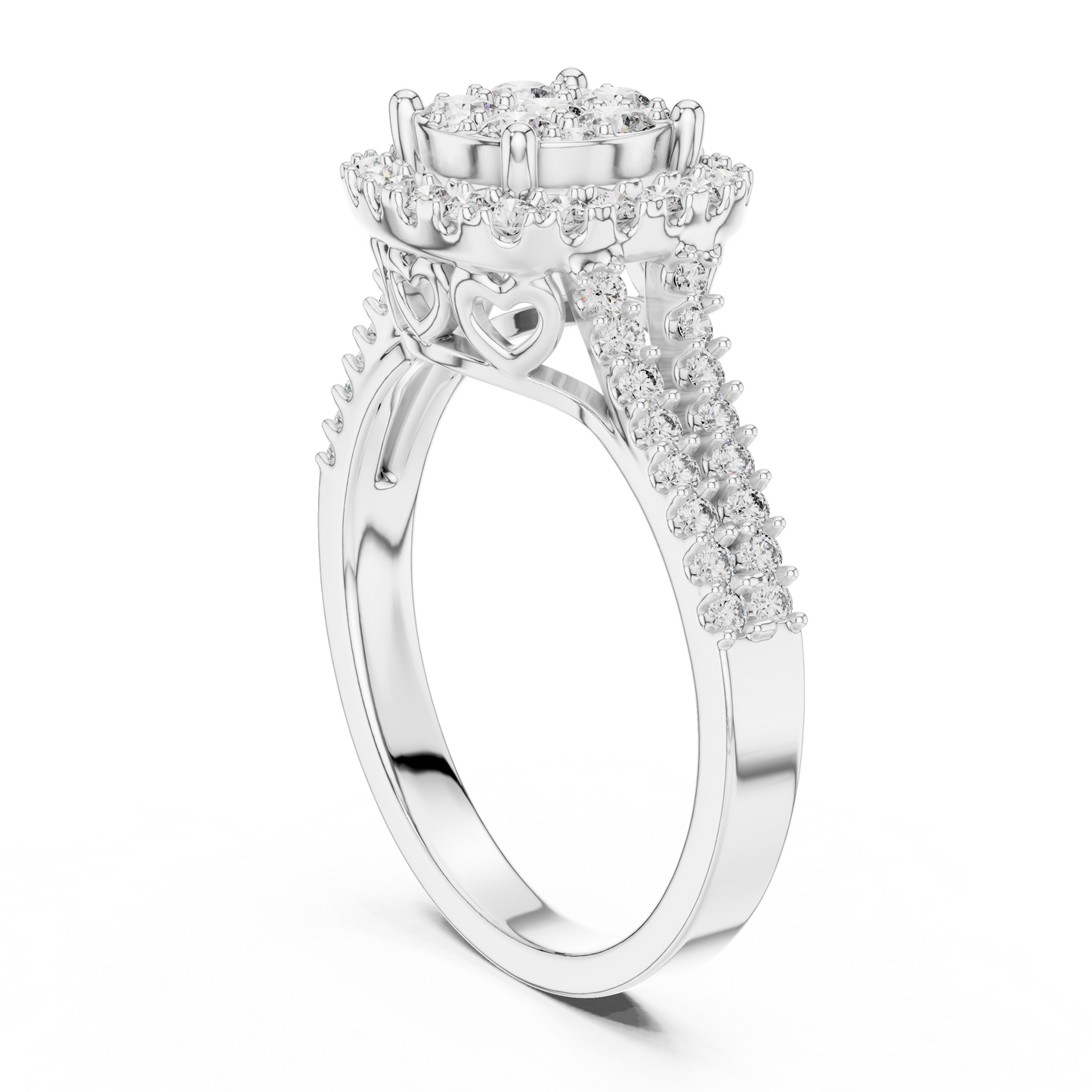 Ethereal Spark Royal Look – Cluster Style Lab Diamond Engagement Ring