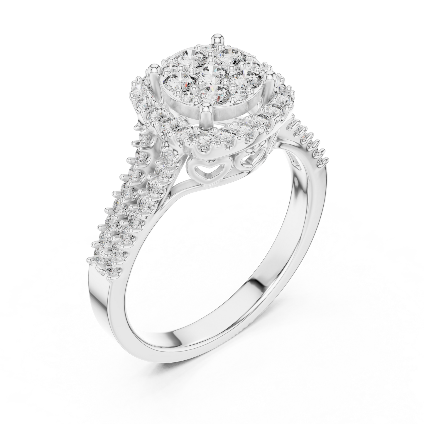 Ethereal Spark Royal Look – Cluster Style Lab Diamond Engagement Ring
