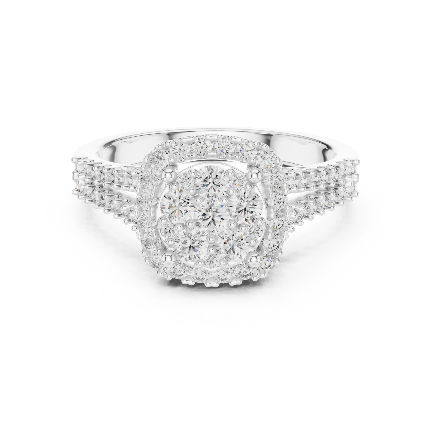 Ethereal Spark Royal Look – Cluster Style Lab Diamond Engagement Ring