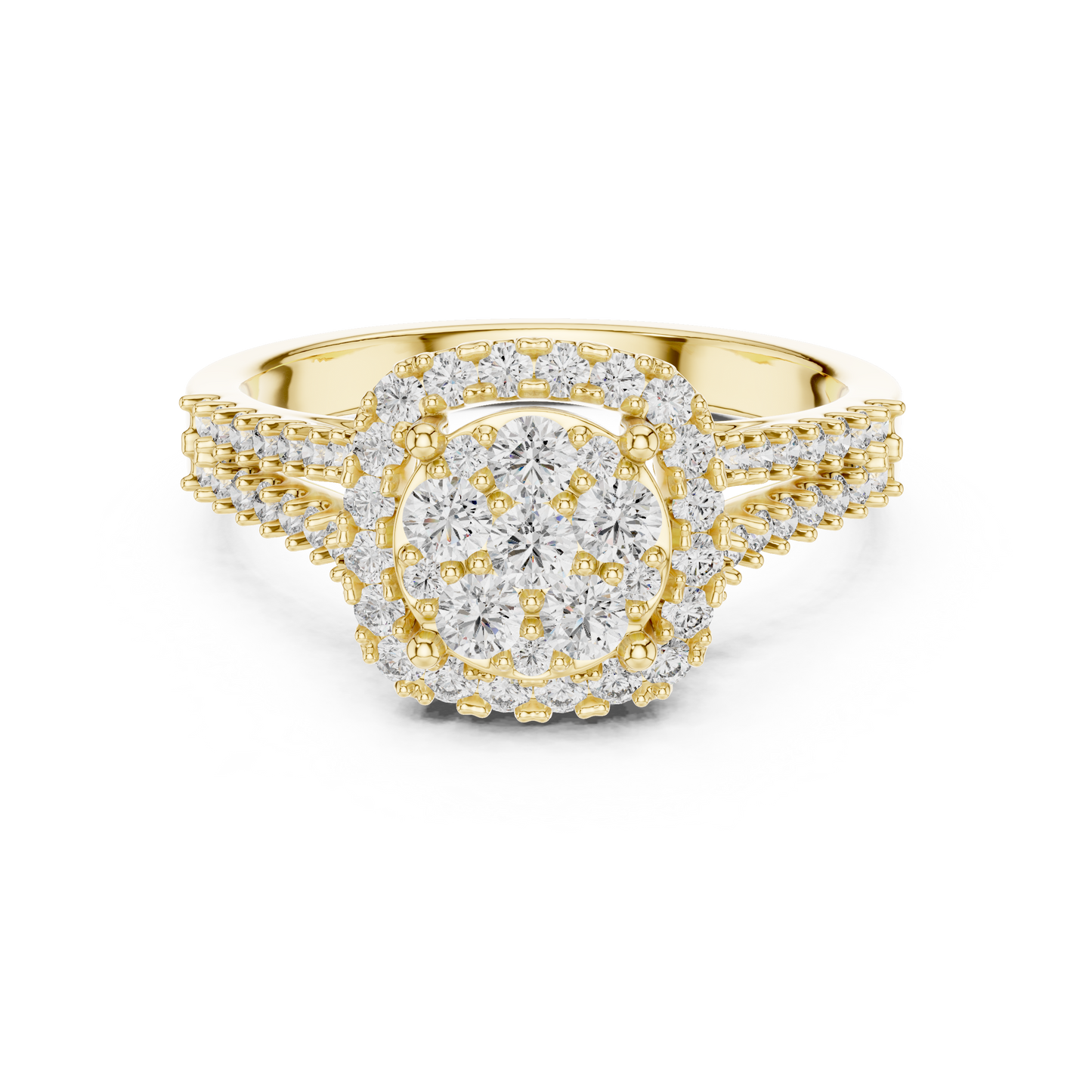 Ethereal Spark Royal Look – Cluster Style Lab Diamond Engagement Ring