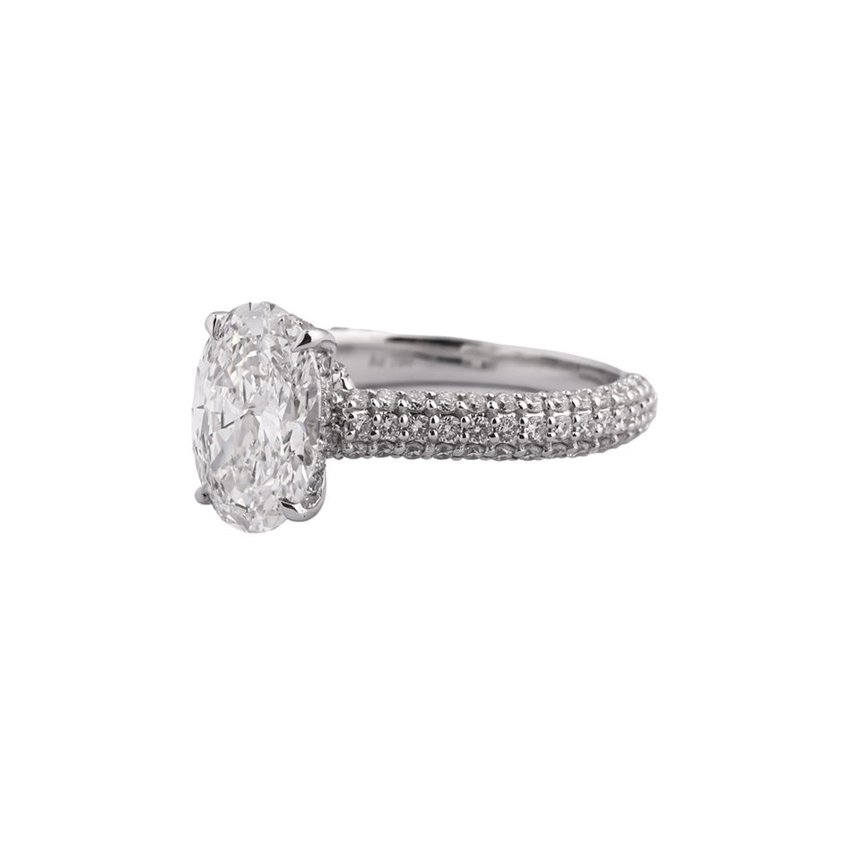 Vega Oval Grand Pavé Solitaire Ring — view 2