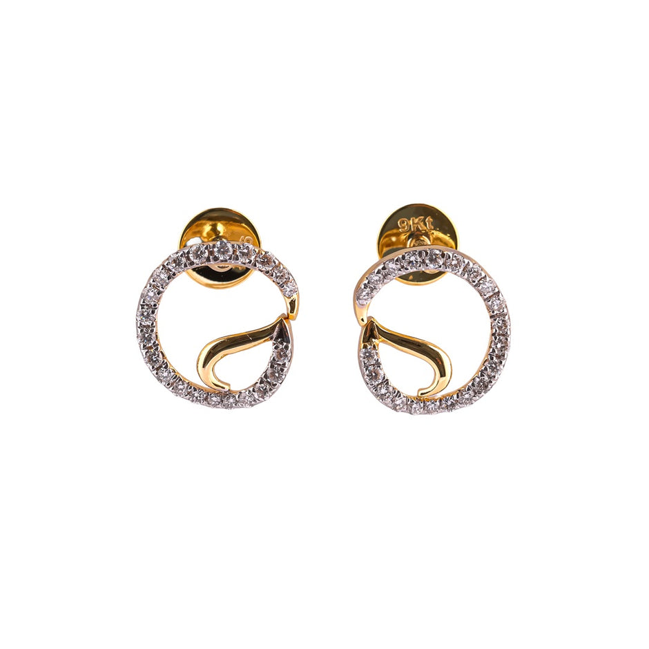 Orbelle Aura Open Circle Wave Pavé Diamond Stud Earrings