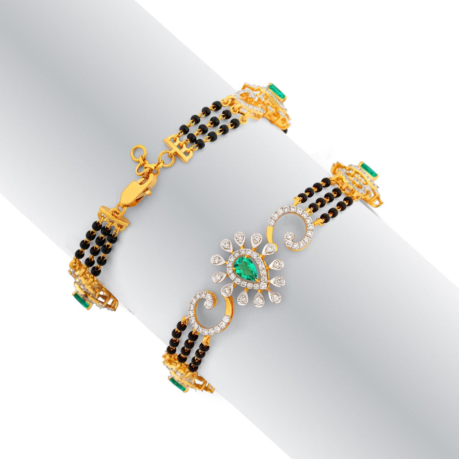 1.26 Carat Lab-Grown Diamond Mangalsutra with Black Beads and Colour Stones for Women - view 2