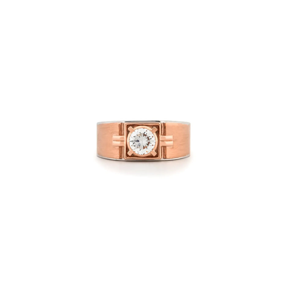 Bastion Round Diamond Framed Signet Ring — front view