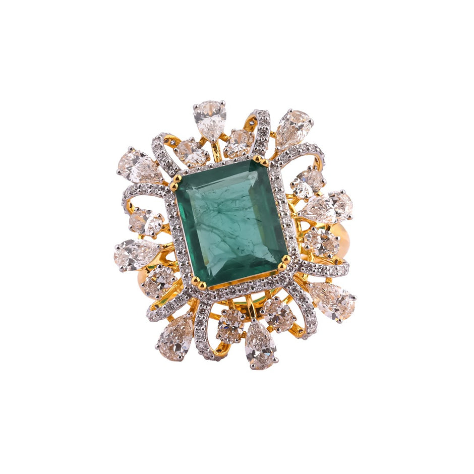 Verdant Empress Colourstone Floral Cocktail Ring — view 1