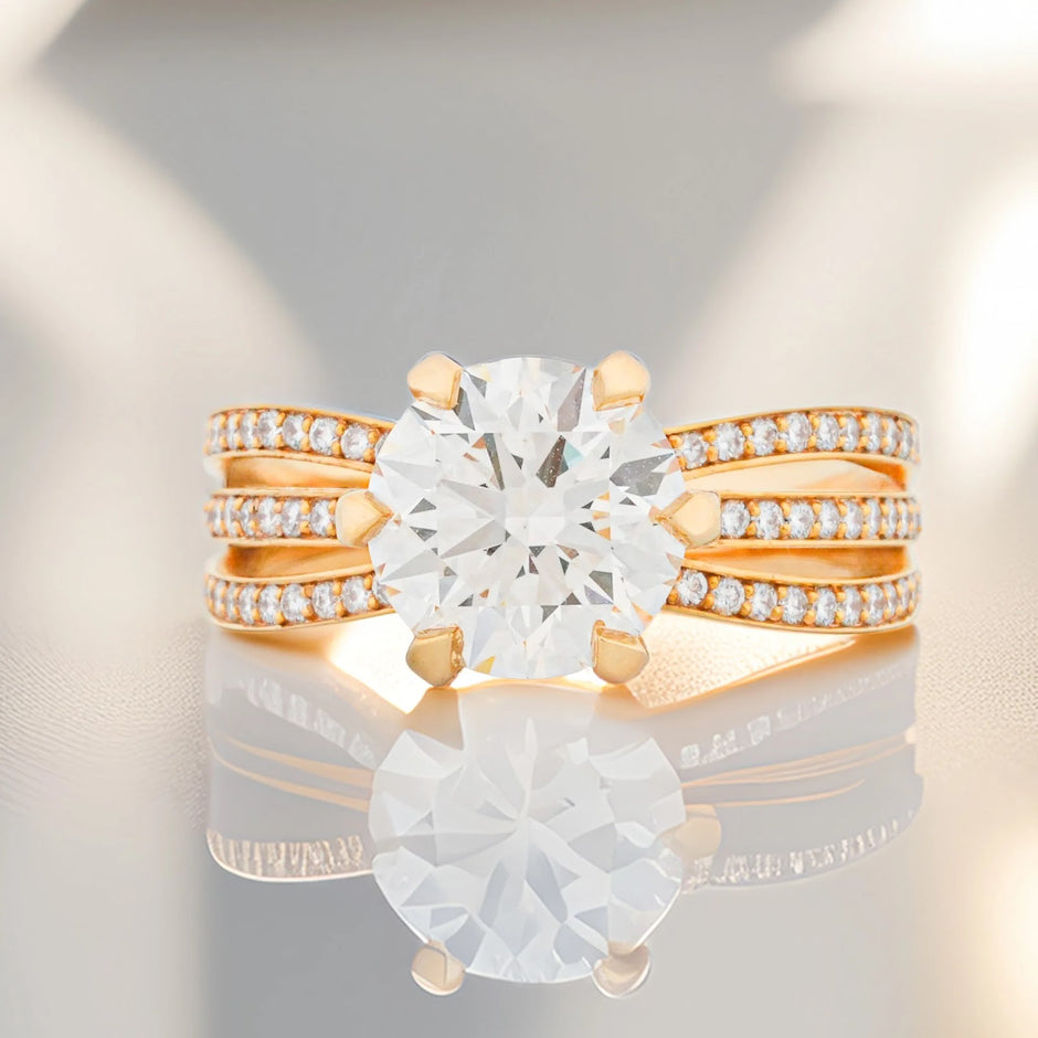 Regalia Round Triple-Row Split-Shank Ring — front view