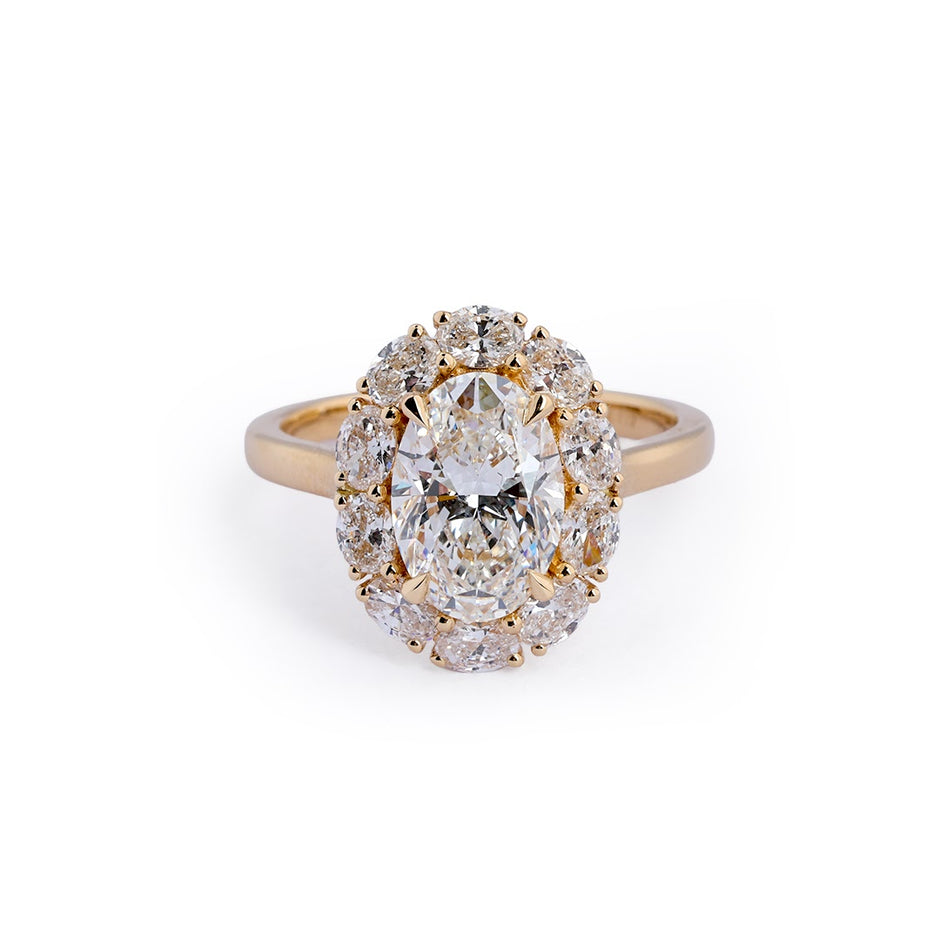 Oval Petal Halo Lab-Grown Diamond Ring - front view