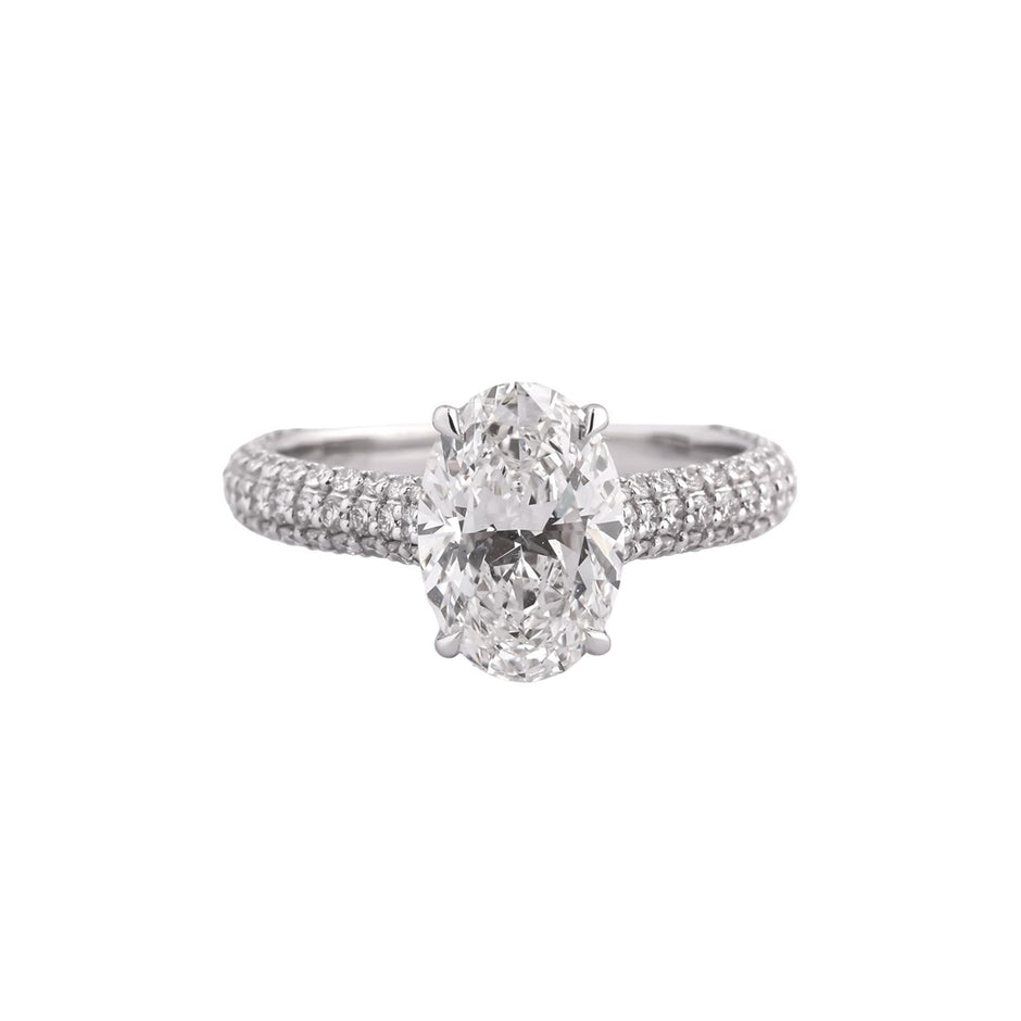 Vega Oval Grand Pavé Solitaire Ring — view 1