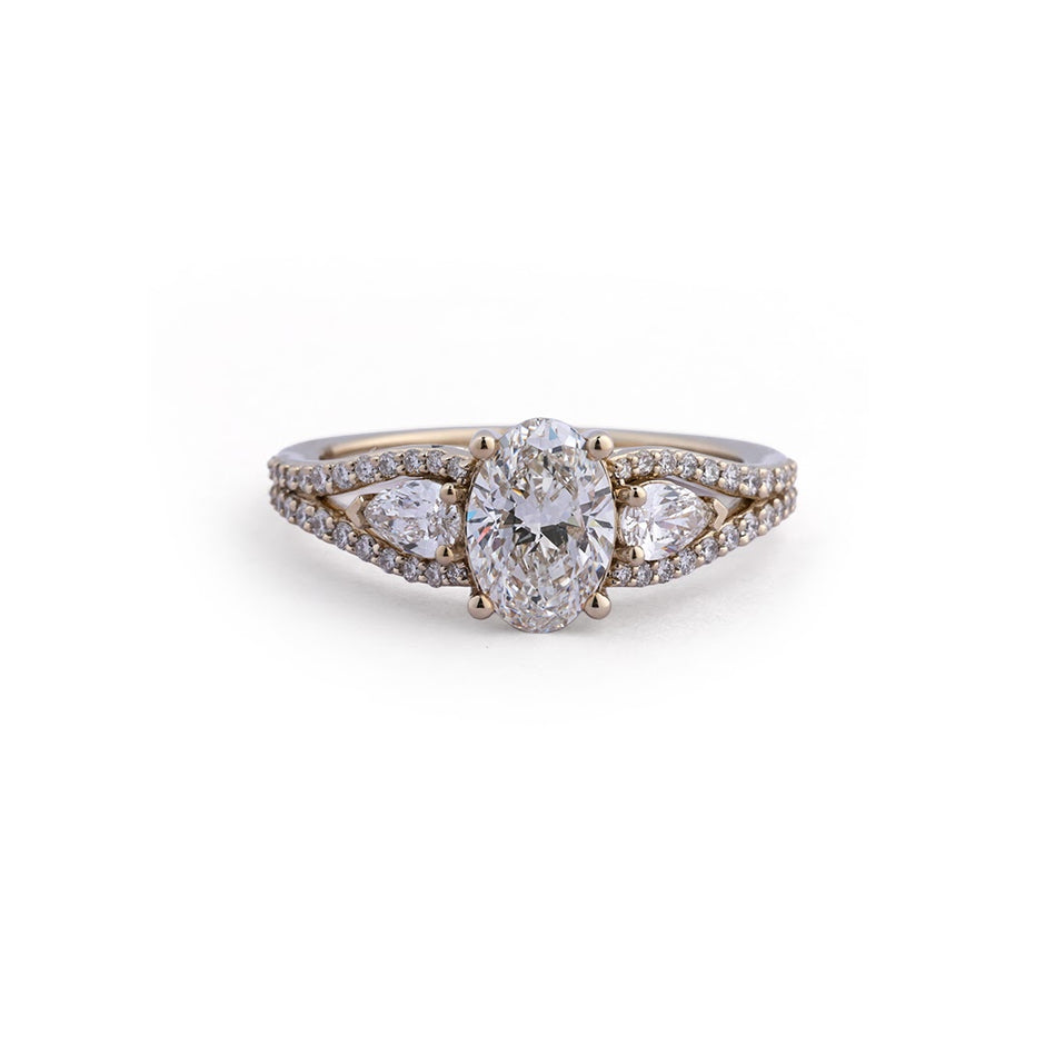Oval Split-Shank Lab-Grown Diamond Ring - front view