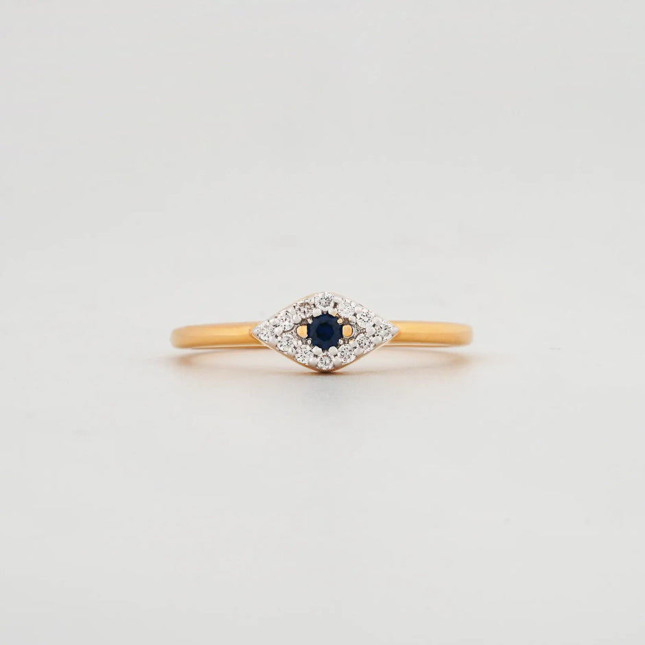 Sapphire Evil Eye Diamond Ring - front view