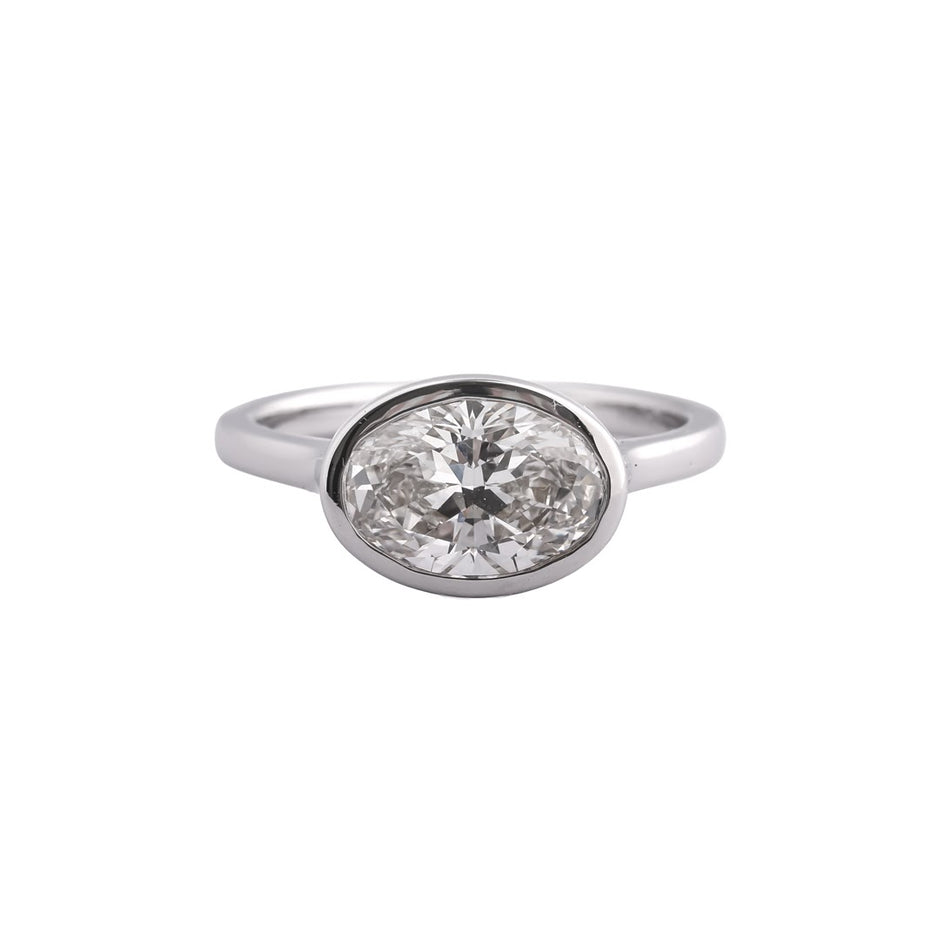 Linea East-West Oval Bezel Ring — view 1