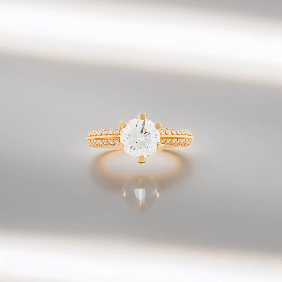 Astra Round Pavé Cathedral Solitaire Ring — front view