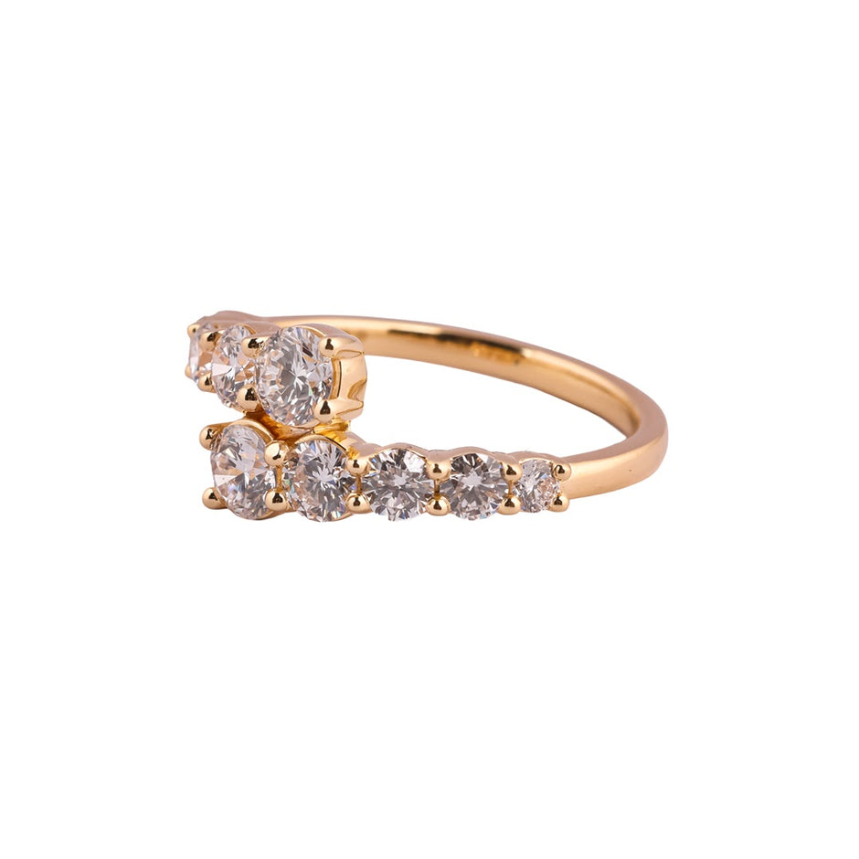 Double Orbit Round Diamond Bypass Ring — view 2
