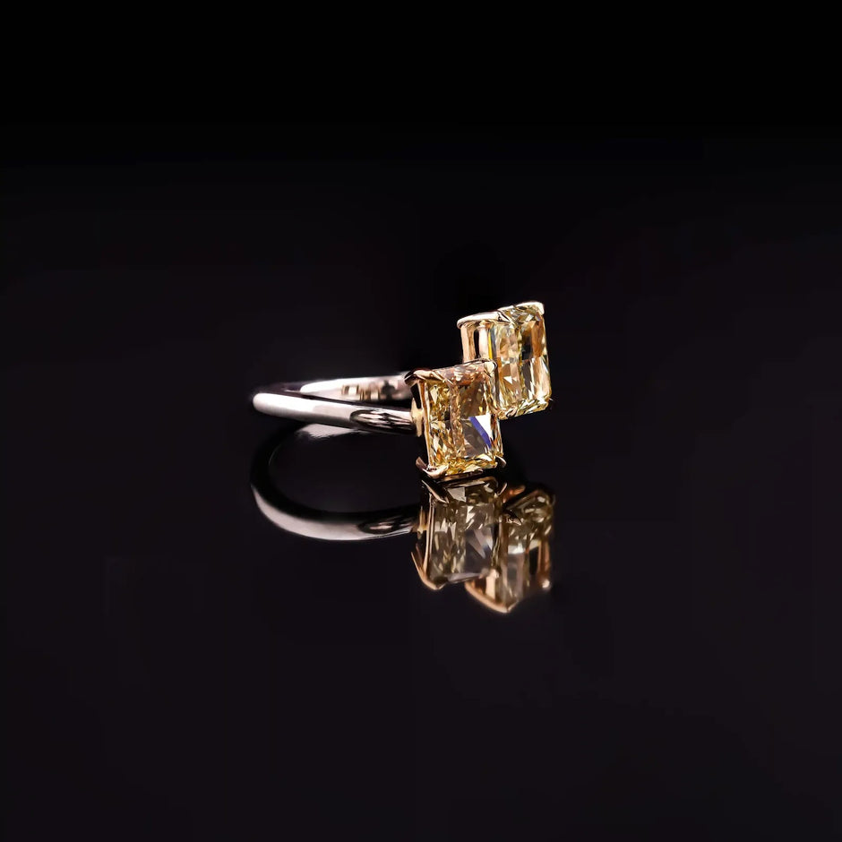 Solstice Fancy Radiant Toi et Moi Ring — profile view