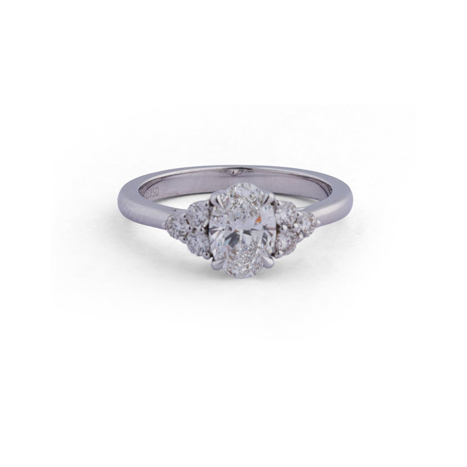 Oval Cluster Shoulder Lab-Grown Diamond Ring - front view