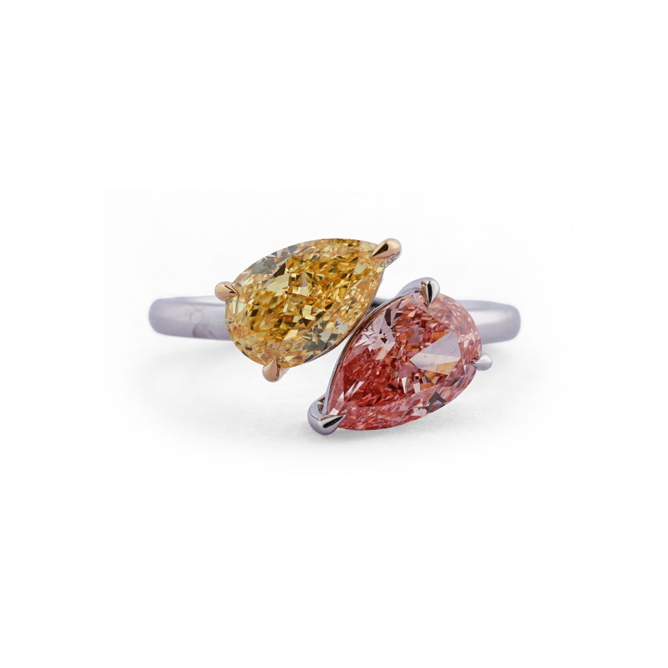 Double Pear Toi et Moi Lab-Grown Diamond Ring - front view