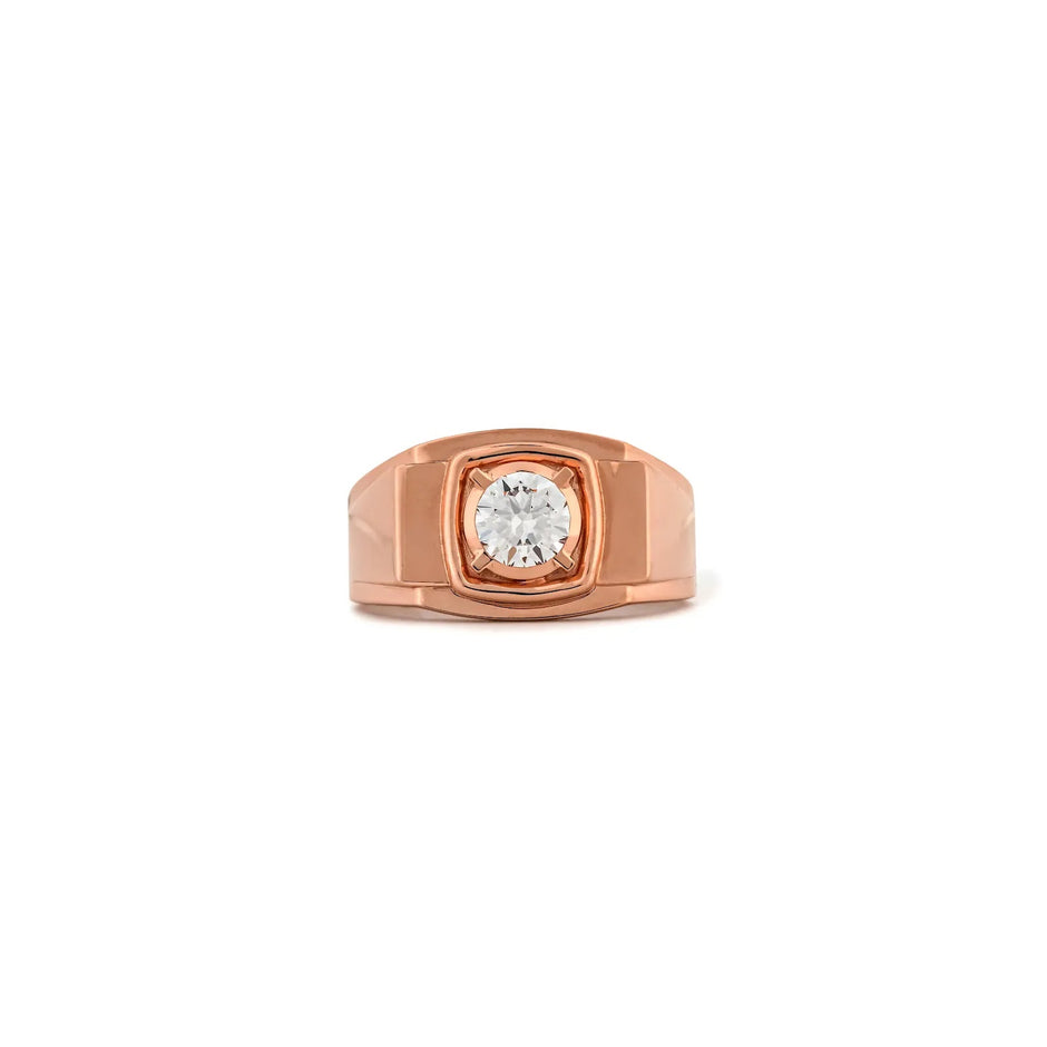 Creston Round Bezel Cushion Signet Ring — front view