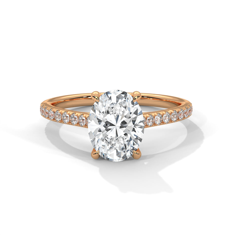 2 Carat Oval Shape Sparkling Lab Diamond Engagement Ring – view 2