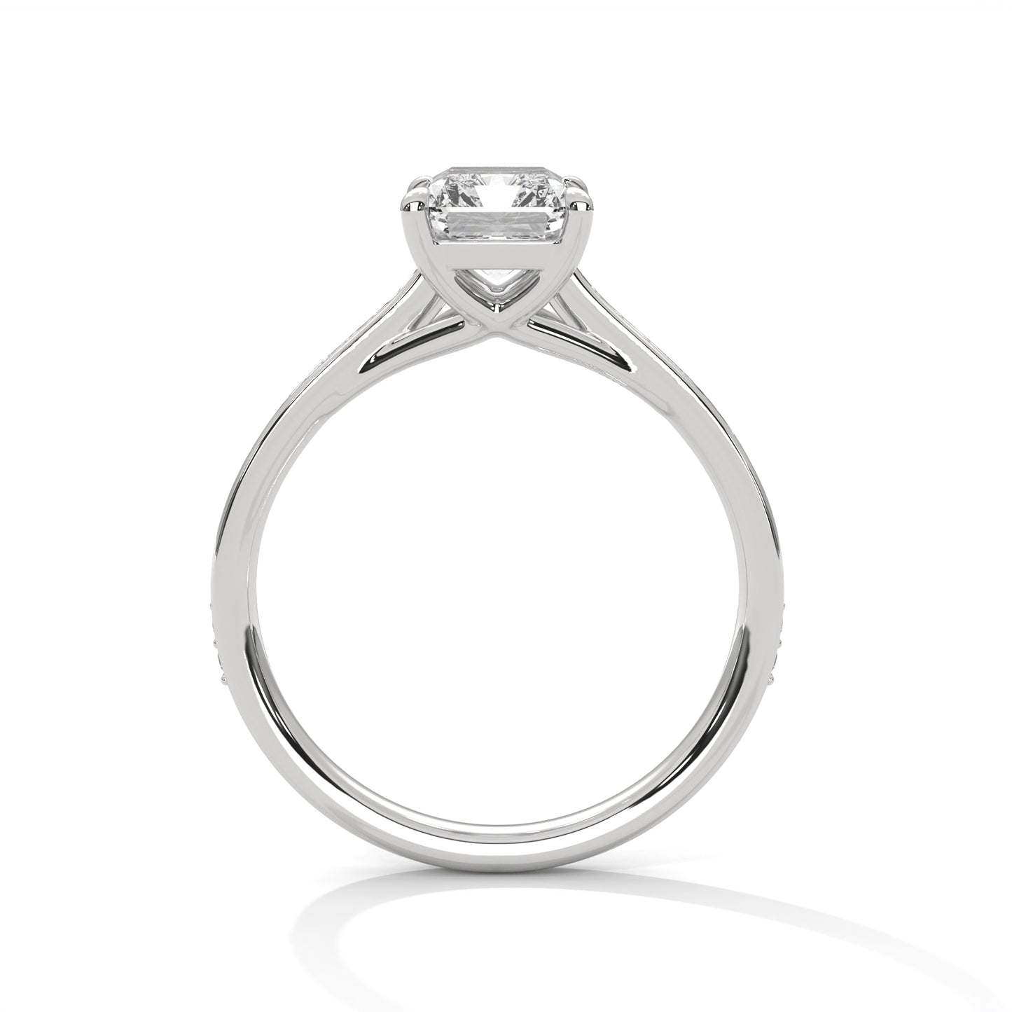 Solitaire Elongated Ring in 1.75 Carat Emerald Lab Diamond