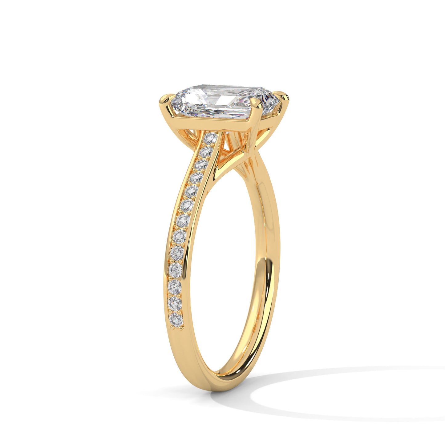 Solitaire Elongated Ring in 1.75 Carat Emerald Lab Diamond
