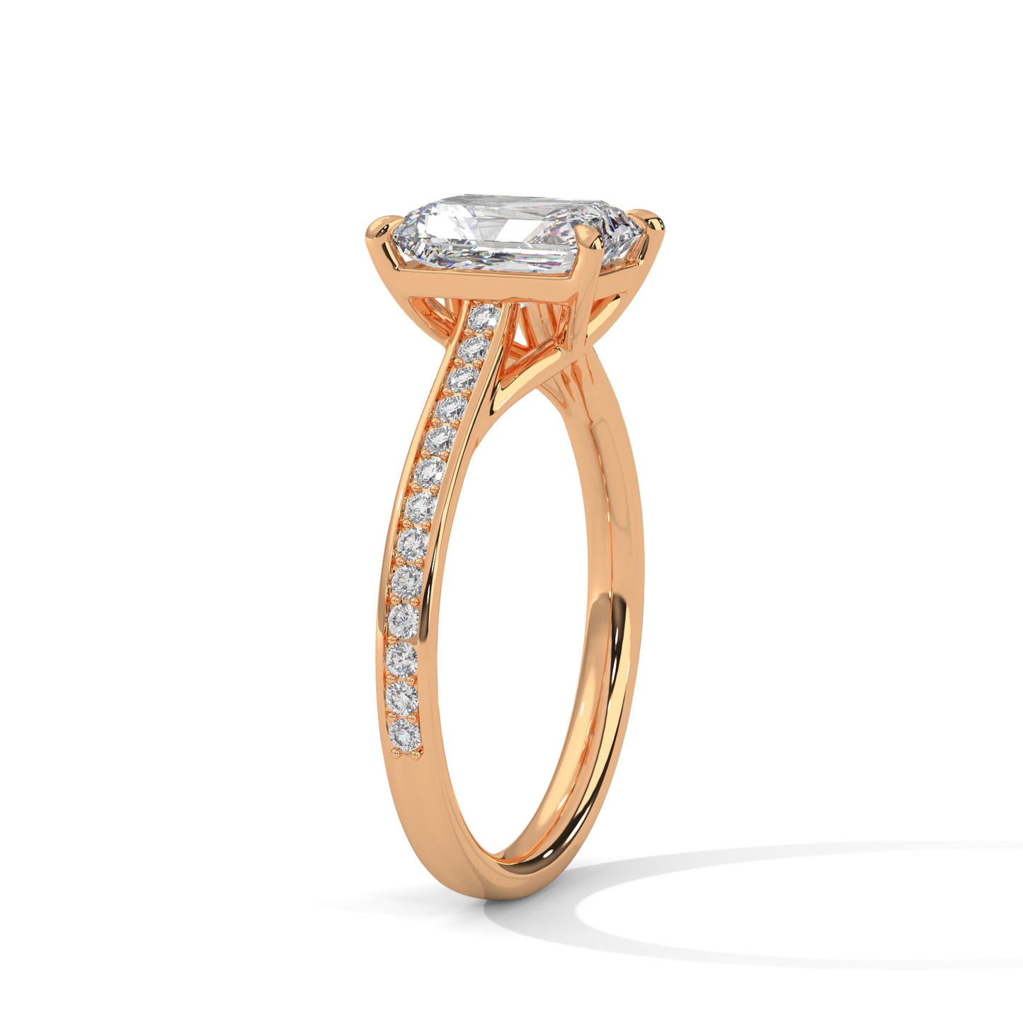 Solitaire Elongated Ring in 1.75 Carat Emerald Lab Diamond