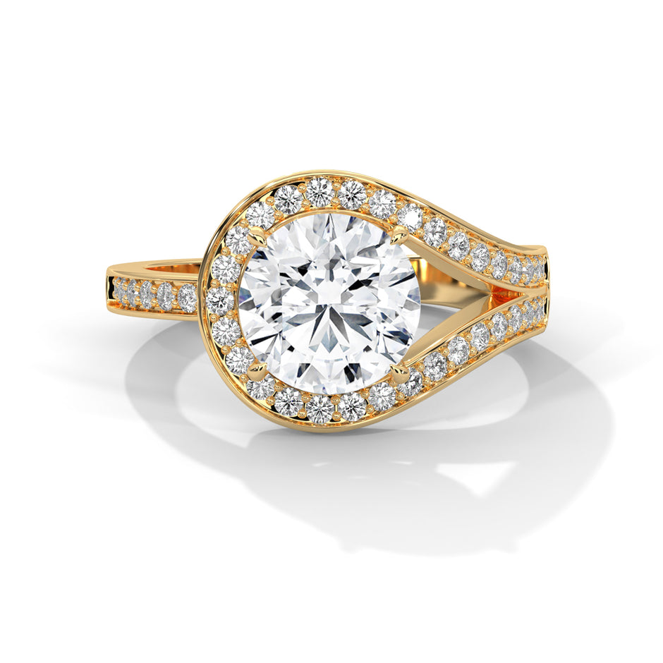 Antique Classic Round Halo Engagement Ring For Women in 2 Carat Lab Diamond