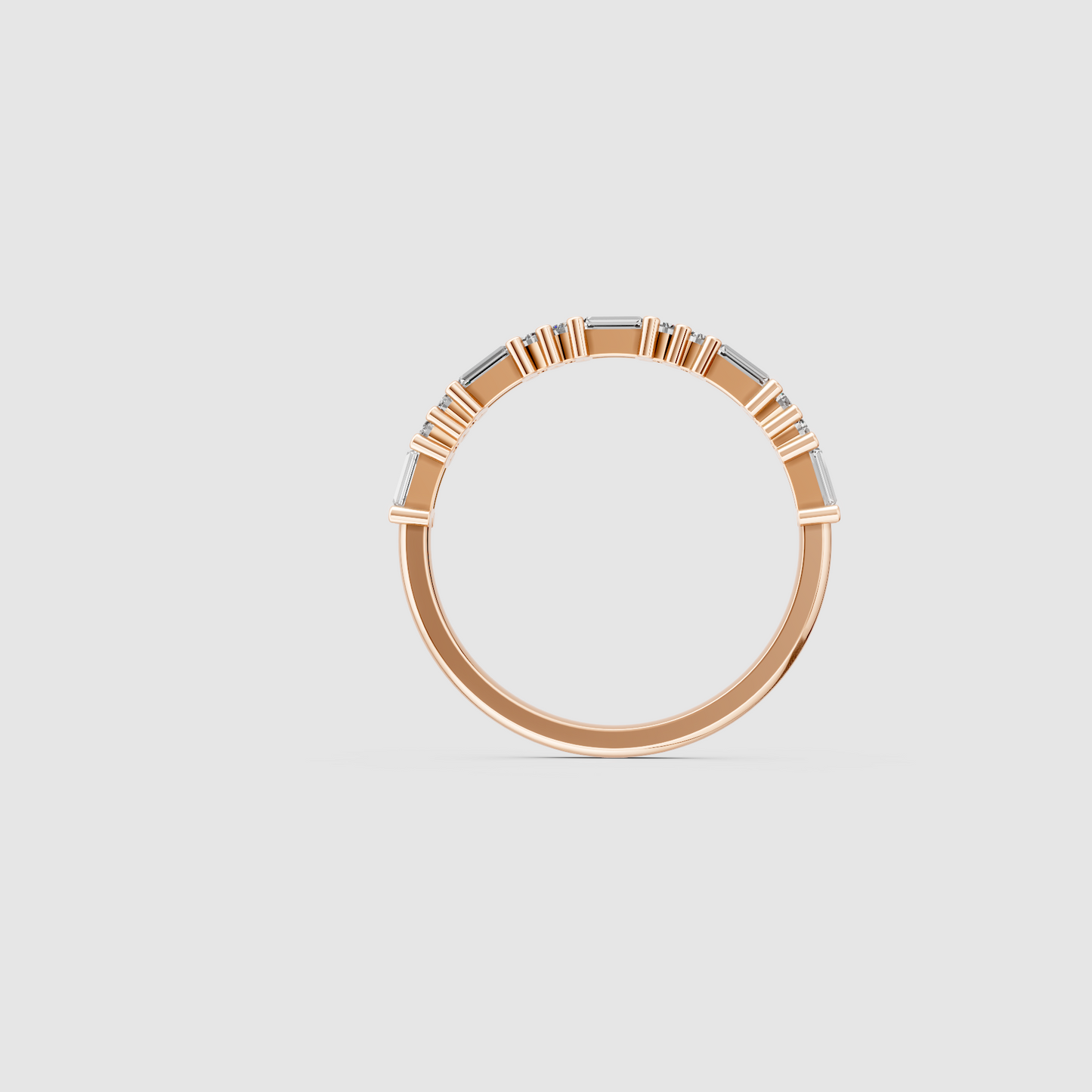 Baguette And Round Diamond Band – Lab Grown Diamond Finger Ring