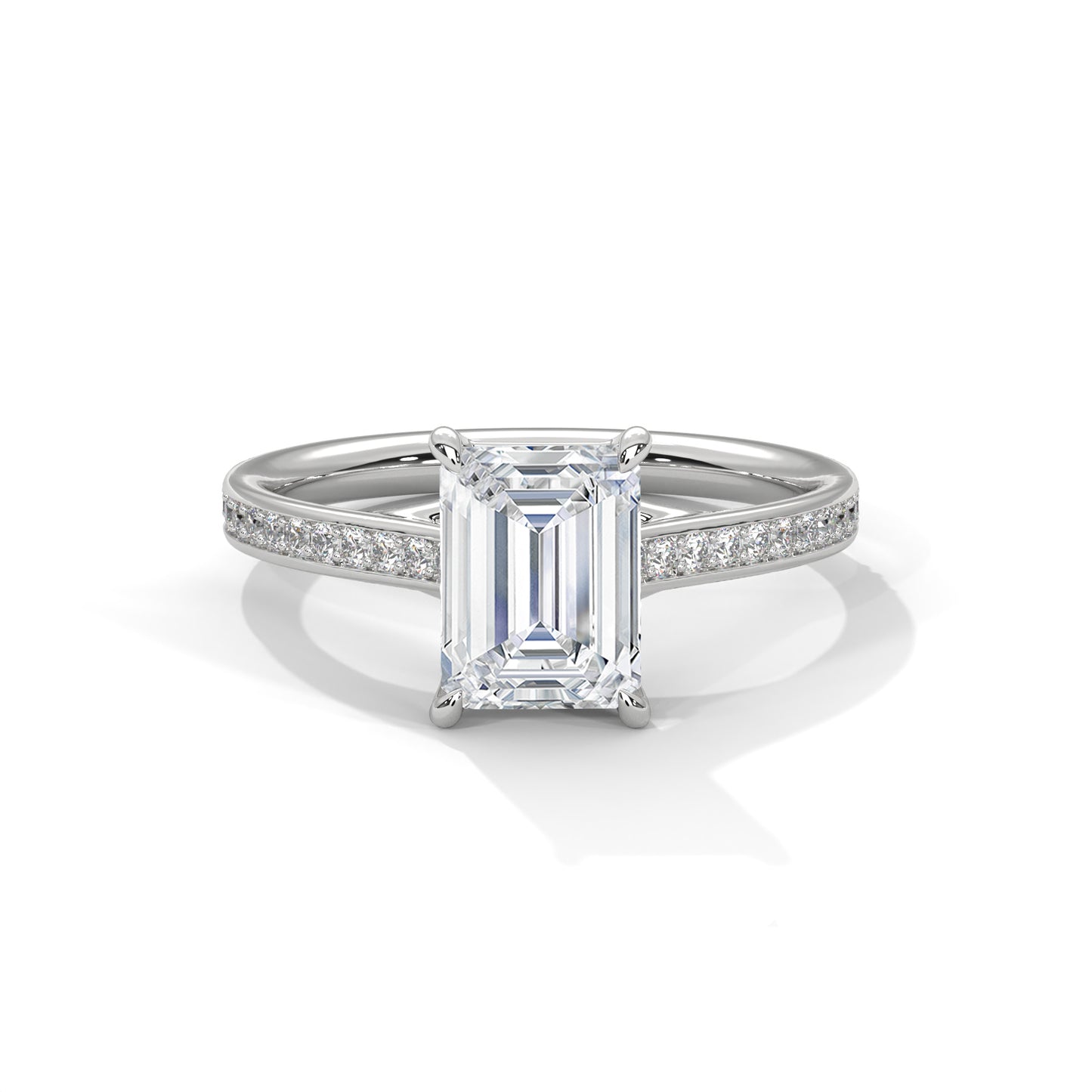 Solitaire Elongated Ring in 1.75 Carat Emerald Lab Diamond