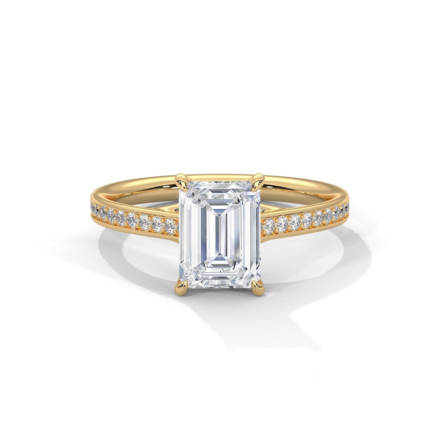 Solitaire Elongated Ring in 1.75 Carat Emerald Lab Diamond
