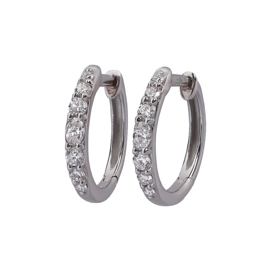 Lucent Graduated Diamond Huggie Hoops — view 2