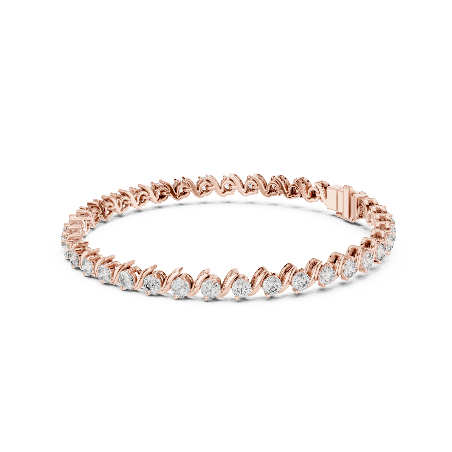 Twist of Artistic Charm Round Lab Diamond Tennis Bracelet For Women Workwear