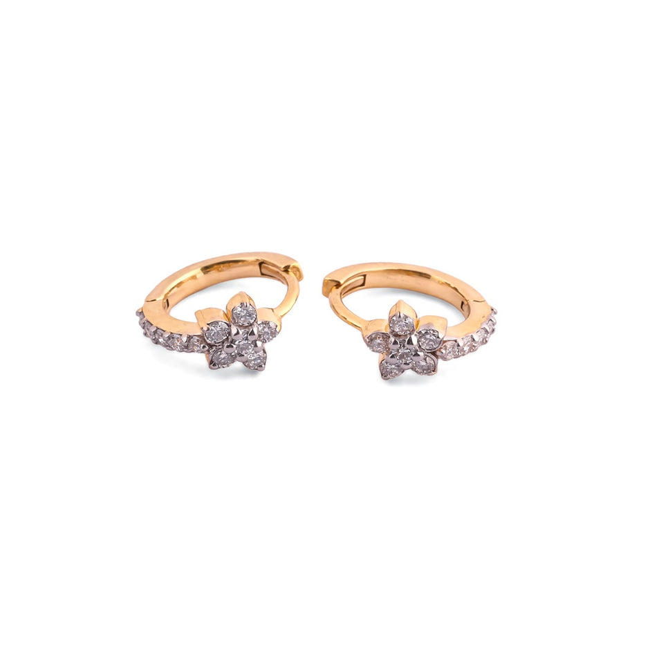 Florielle Grace Floral Cluster & Pavé Diamond Huggie Earrings – view 2