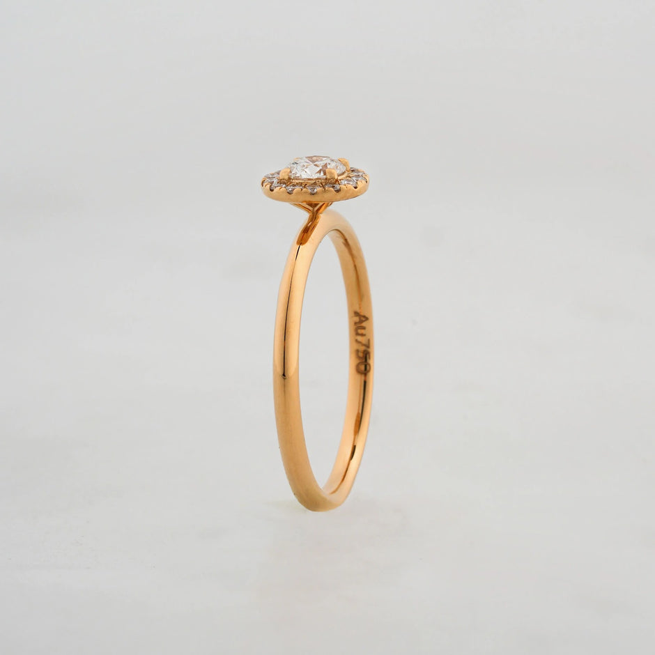 Aureole Round Double-Halo Diamond Ring — profile view