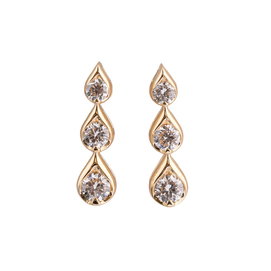 Dewdrop Trio Diamond Drop Earrings — view 1