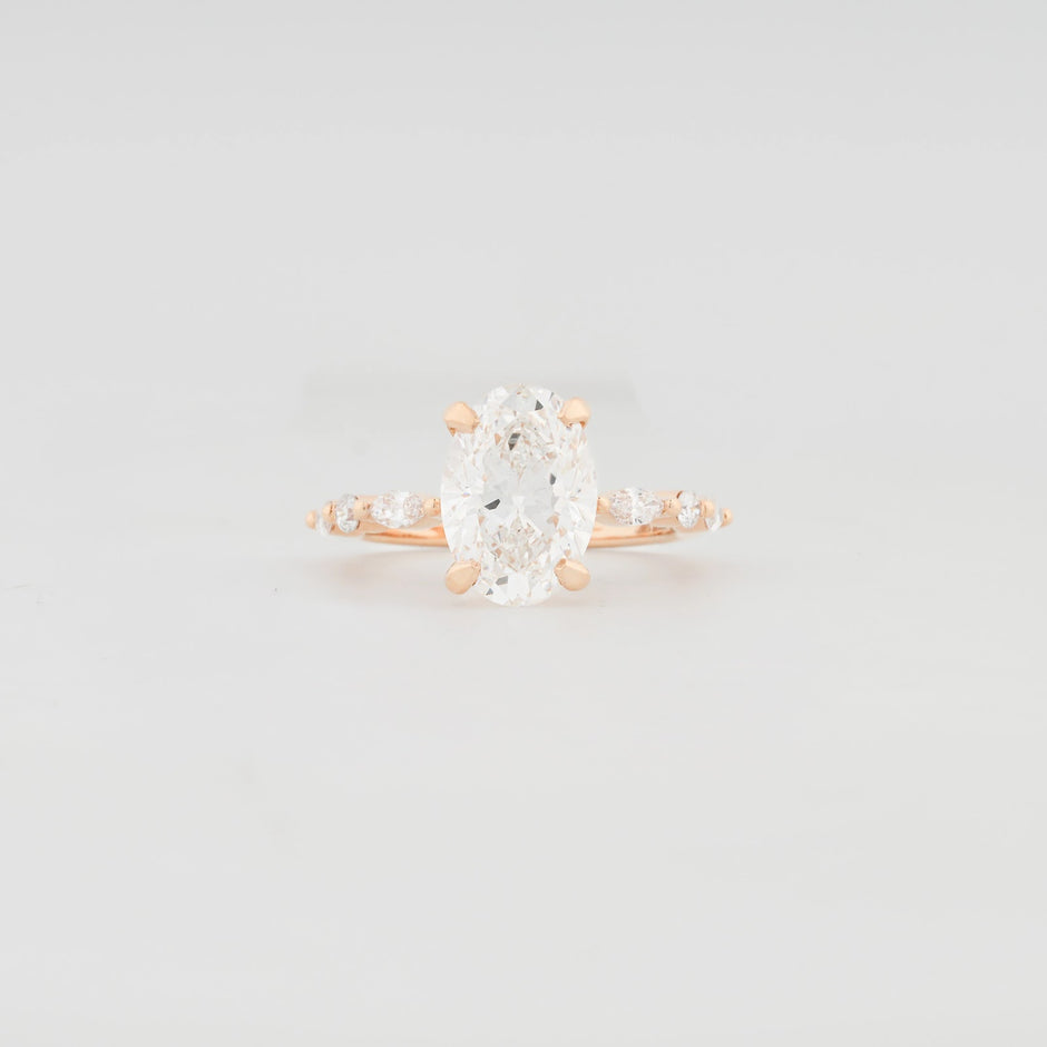 Mira Oval Petal-Side Diamond Ring — front view