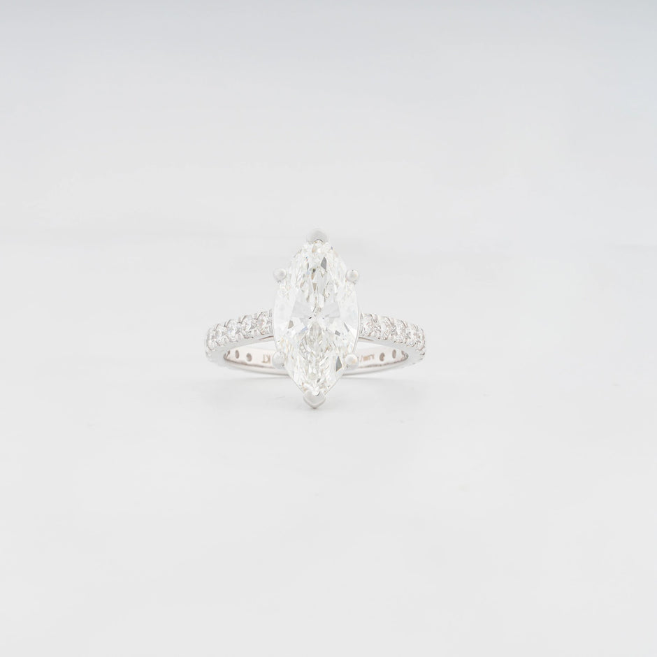 Aurette Pear Hidden-Halo Pavé Ring — top view