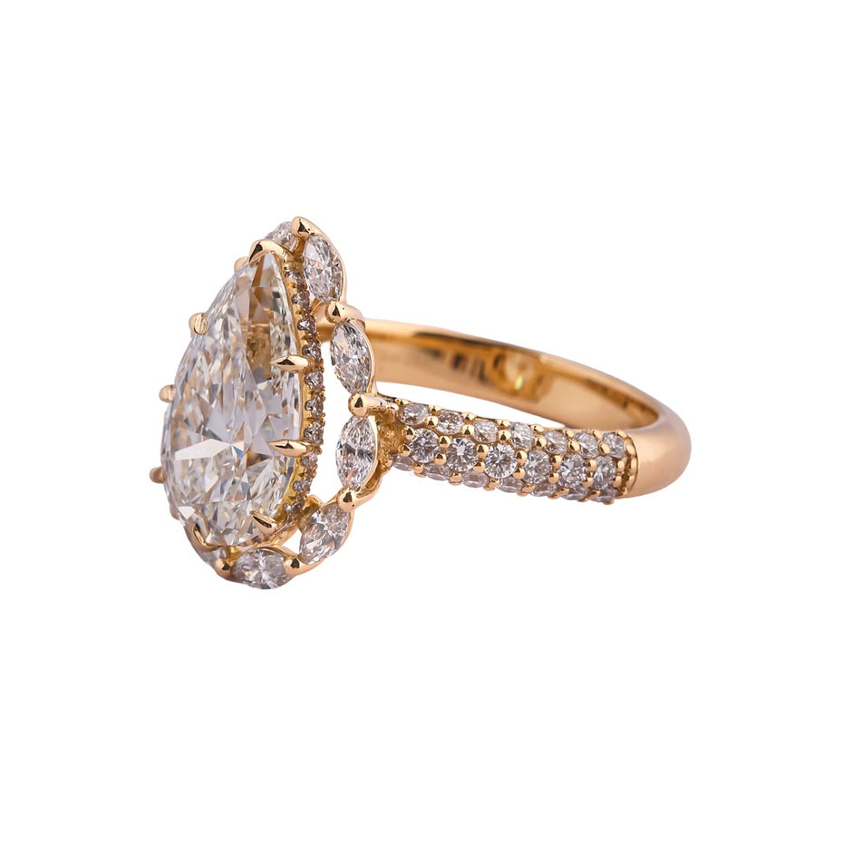Petalia Pear & Marquise Bloom Halo Ring — view 2
