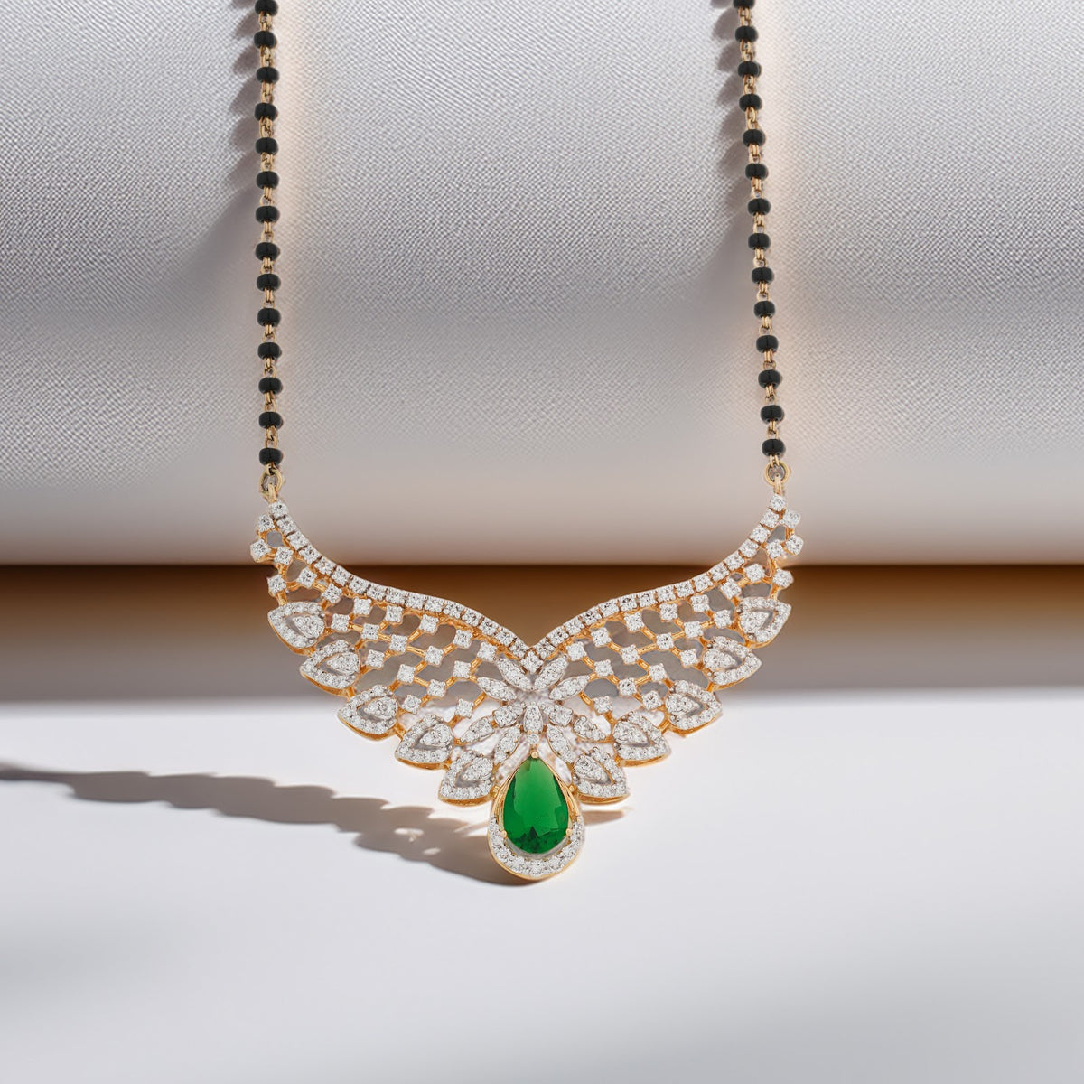 1.68 Carat Lab-Grown Diamond Mangalsutra with Black Beads and Colour Stones for Women - view 3