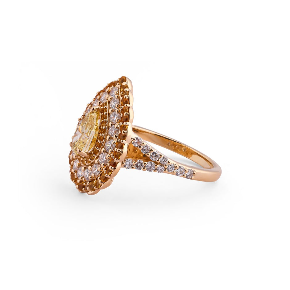 Saffron Royale Pear Halo Cocktail Ring — view 2